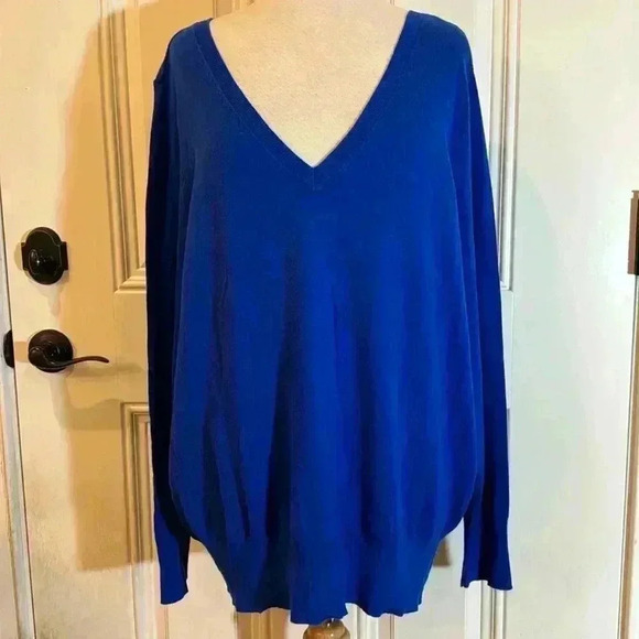 Lane Bryant double v-neck sweater, blue size 18/20, - Picture 1 of 6